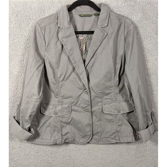 Eddie Bauer Jackets & Blazers - Eddie Bauer Blazer Jacket Womens XL Gray Cotton Single Breasted Preppy Utility
